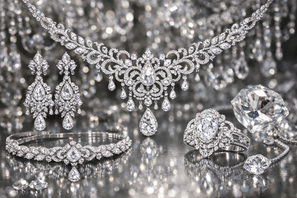 صورة لمجوهرات من الذهب الابيض